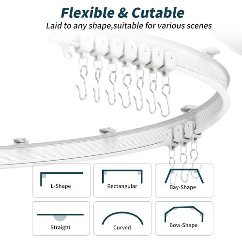 Flexible Bendable Ceiling Curtain Track, 9.8 ft (3 m), White