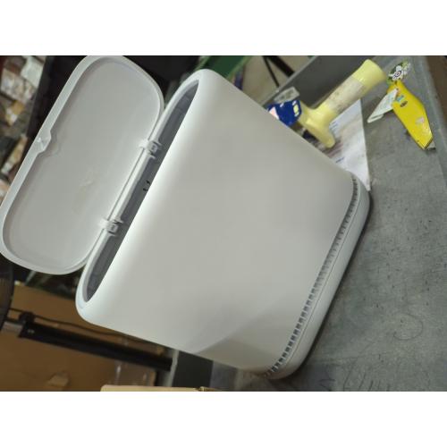 Small Bathroom Trash Can with Lid, 2.3 Gallon Slim Trash Can, Narrow Garbage Can with Hidden Liner & Auto-Smooth Bag Fit, Press-to-Open Lid, White, for Bathroom, Bedroom, Office, Kitchen