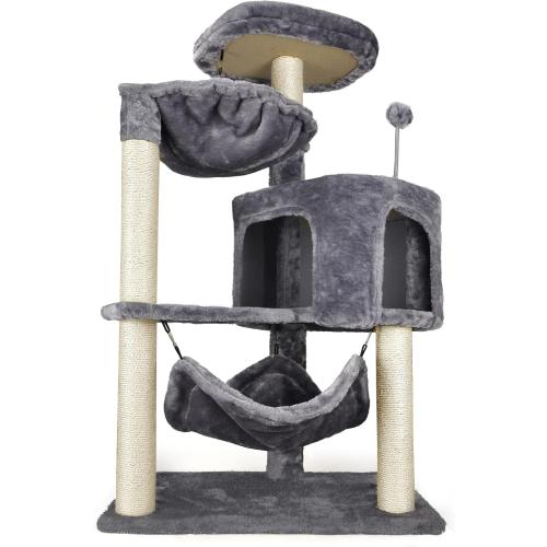 YUNIQUE Cat Tree with Cat Condo and Big Hammock, Grey