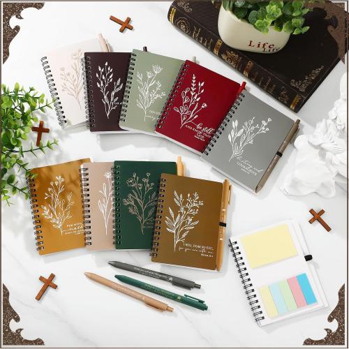 20 Pcs Christian Gift Bible Study Notebook with Notes Christian Pen Aesthetic Religious Journal Church Prayer Notepad Jesus Valentines for Clergy Pastor Sunday School Employee (Retro Color)