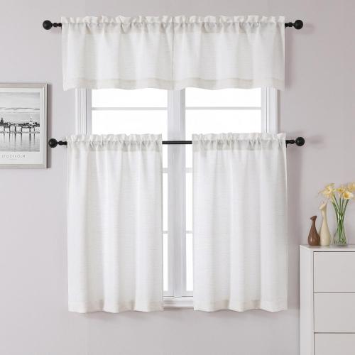 Chyhomenyc Natural Blend Linen Curtains 30 Inch Length, 2 Panels