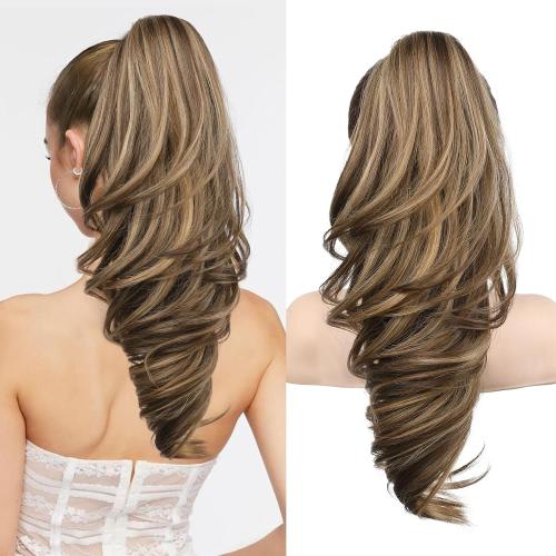 SEIKEA Ponytail Extension, 18 Wavy Claw Clip in Hair Extensions for Women, Lightweight Fluffy Synthetic Ponytail Hairpiecet