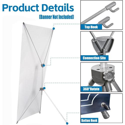 USCNC X Banner Stand Adjustable Fit Banner 23 x 63 to 32 x 78 Inch, Portable Travel Bag, Bigger, More Adaptable Advertising, Stores, Tradeshow, Restaurant, Event, Birthday & Party (1 PACk)