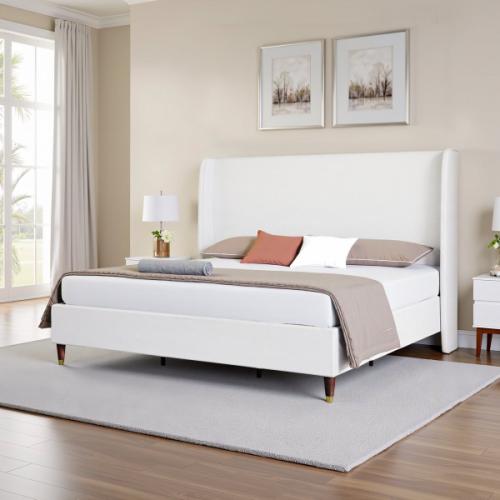 Belo Upholstered King Platform Bed White