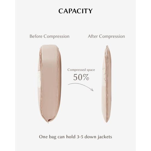 Beige Garment Bag for Hanging Clothes, Space Saving Dustproof Clothes Cover with Self-Compression Zipper, Visible Closet Organizer for Closet Storage (2 Each)
