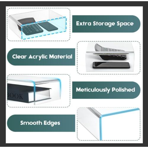 X-cosrack Clear Acrylic Monitor Stand Riser, 3 Shelves Adjustable Dual Monitor Stand with Anti-Slip Mat, Premium Desk Organizer for Home Office, Laptops, PCs, Printers, TVs