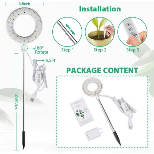 GYTF 3 Pack Halo Grow Light for Indoor Plants, 6000K 48 LEDs Full Spectrum Plant Lamp with Dimmable & Timer 4/8/12/18Hrs for Succulents, Mini Bonsai, Small Plants, Height Adjustable