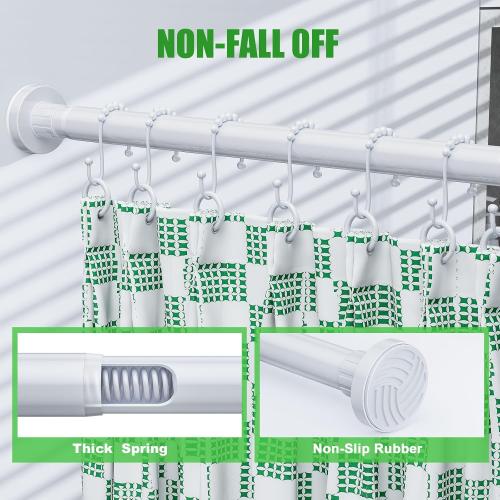 Ausemku Shower Curtain Rod 32-80 Inch Adjustable - 1 Inch Diameter Heavy Duty No drill Spring Tension Shower Rod, Non-Slip Rustproof Telescopic Rod for Bathroom, White