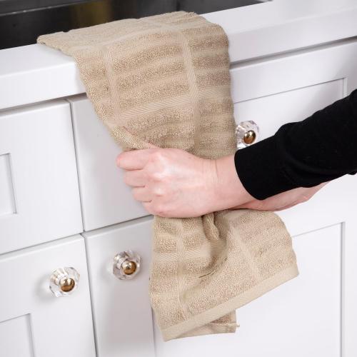 All-Clad Solid Kitchen Towel: Highly Absorbent, Super Soft Long Lasting - 100% Cotton, 17x30 Tea Towel for Cleaning & Drying Dishes, Pans, Glassware, or Countertops, (2Pack), Cappuccino