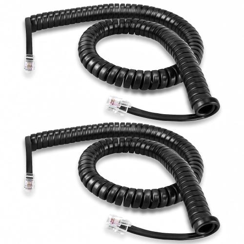 EZYUMM Phone Cord for Landline, 2 Pack Black Handset Telephone Cord, 10Ft Uncoiled(1.5 FT Coiled) Universal Replacement Cable for Desk & Wall Phones