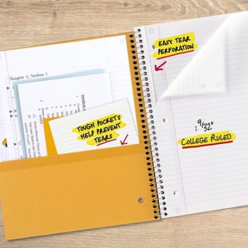 Five Star Spiral Notebook   Study App, 5 Subject, College Ruled, 8.5 x 11, BLACK