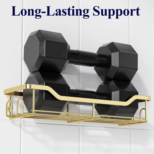 Kitsure Shower Caddy, Adhesive Shower Organizer, Large, Gold