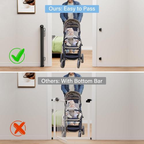 PRObebi Retractable Baby Gates for Stairs, Dog Gates Extend to 54 Wide 34 Tall, Black