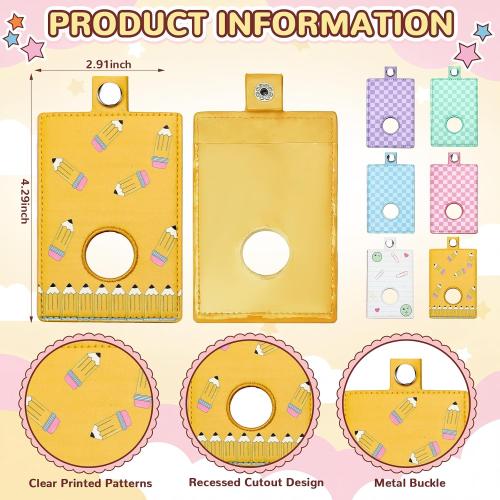 Gueevin 6 Pack Checkerboard Colorful Alarm ID Badge Holder