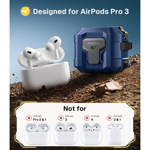 MOBOSI for AirPods Pro 3 Case 2025 with Drop-Proof Lock, Blue
