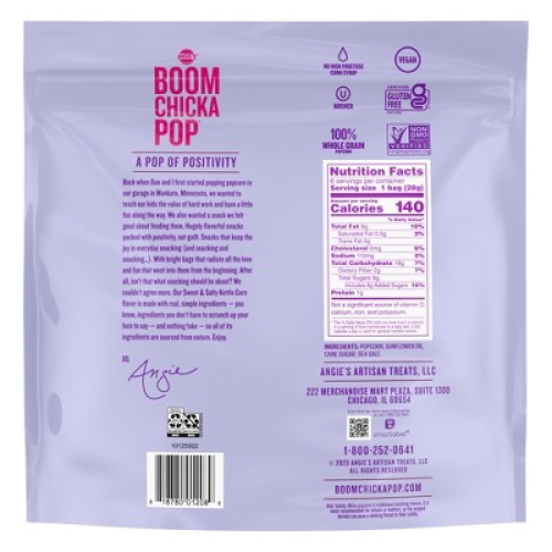 4pk Angie's Boomchickapop Sweet & Salty Kettle Corn Popcorn  Multipack - 1oz/6ct
