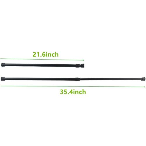 Tension Rods, 21.6-35.4 Inch Adjustable Spring Steel Cupboard Bars 4 Pack Tension Curtain Rod Shower Rod Extendable Width (Black)