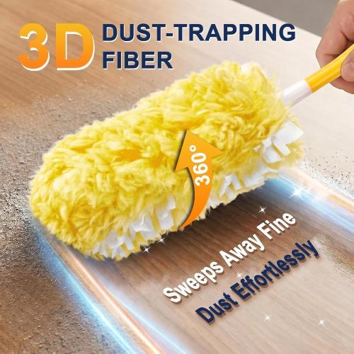24 Count Heavy Duty Duster Refills for Swiffer Duster with 1 Handle (Yellow)