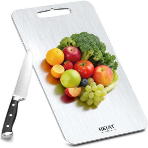 Non-Toxic Titanium Cutting Board, 100% Pure Titanium Cutting Boards for Kitchen, Double-Sided Chopping Boards for Raw & Cooked Food, Dishwasher Safe, Cutting Board & Knife Sets(13L x 8W)
