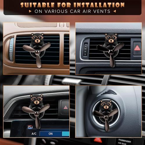 Airplane Car Air Freshener Vent Clip - Bear Pilot, Rotating Propeller