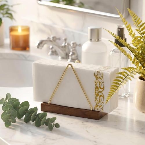 BESTVIP 1 Pack‼️ Disposable Hand Towels for Bathroom, Linen Feel, Gold