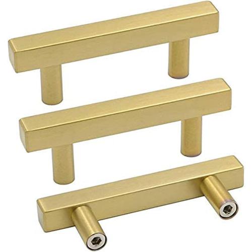 Goldenwarm 10 Pack 2-1/2 Inch Gold Cabinet Handles Brass Kitchen Pulls