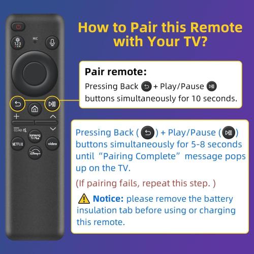 Rechargeable Voice Remote for Samsung Smart TVs, Replacement for 2019–2026 Samsung TV Remote Control. USB-C & Solar Charging. Voice Search. 2-Year Warranty.