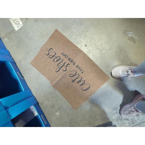 Welcome Mat for Front Door Outdoor Entryway Cute Shoes Take Them Off Indoor Mats with Rubber Backing Doormat Non Slip Easy to Clean Natural Outside Brown