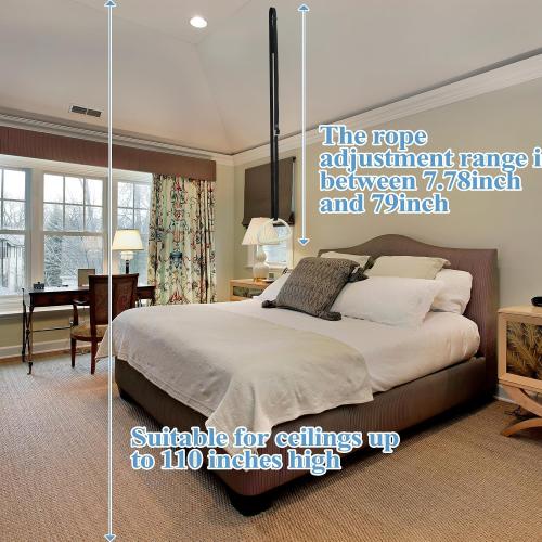 Tandefio 2 Sets Elderly Pull up Bed Trapeze Ceiling Mounted Bar Trapeze Stand Ladder Bed Helper 2 Stainless Steel Fixing Plate 8 Stainless Steel Expansion Bolt 4 Snap Hooks for Bed Mobility Transfer