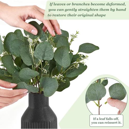 Dahey Fake Eucalyptus Plants in Small Ceramic Vase for Bathroom Table Decor