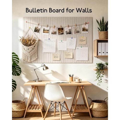 Markdang Large Felt Bulletin Board 48 x 36, 12 Pack Cork Boards for Walls with 30 Pushpins, 80 Adhesive Tabs, Cork Board Alternative for Home Office Classroom Decor (Oatmeal)