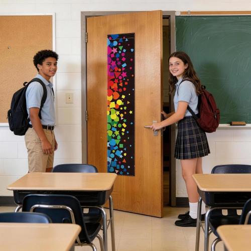 2 Pcs Confetti Classroom Door Window Cover Colorful Dot Door Curtain Classroom Decor Blackout Lockdown Shades for Door Window Covering Confetti Darkening Blackout Roller Drapes Back to School Supplies