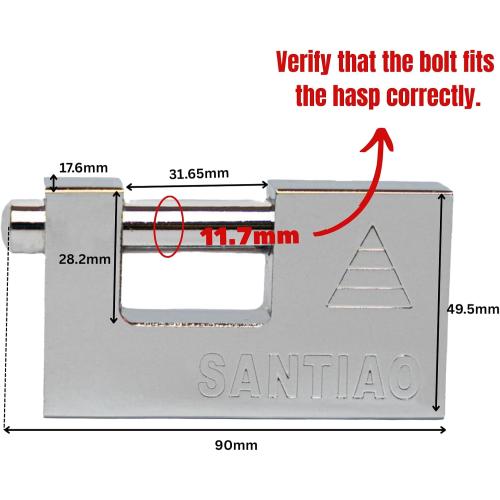 Heavy Duty 90mm Padlock - Stainless Steel Security Lock with 3 Keys | Anti-Theft Weather-Resistant for Outdoor Gates, Sheds, Garages & Storage Units