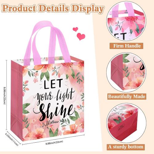 Riakrum 32 Pcs Christian Gift Bags Bulk, Bible Verse Non Woven Tote