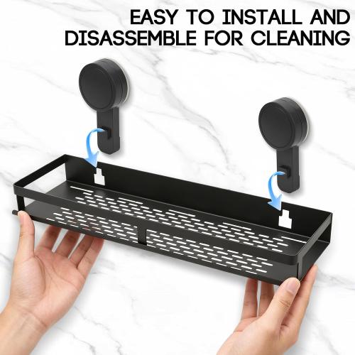 Suction Cup Shelf for Mirror,No Drill Carbon Steel Rack