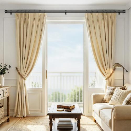 2 Pack Heavy Duty Curtain Rods for Windows 66 to 120 Inch, 1 Inch Black Adjustable Curtain Rod Set with Easy Installation and Modern Design (A1,Black,30-120,2Pack)