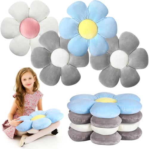 Reginary 4 Pcs Flower Pillows Floor Cushions, Daisy, Vivid, 15.75''