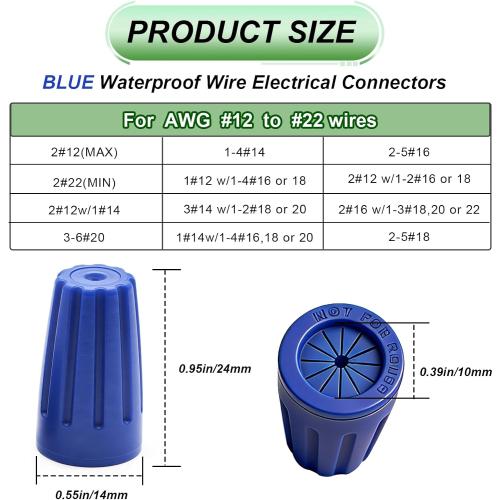 30PCS Waterproof Wire Nuts 12AWG-22AWG Blue Electrical Connectors,Outdoor Wire Connectors,Silicone Wire Nuts,Installation in Wet Places‼️5 missing pieces‼️