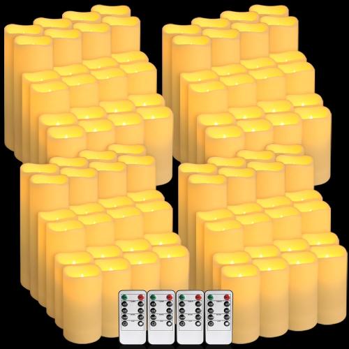 Set of 96 Flameless Led Battery Opeated (D2.2'' x H4''5''6'') Waterproof Indoor Outdoor Candles with 10-Key Remotes and Cycling 24 Hours Timer
