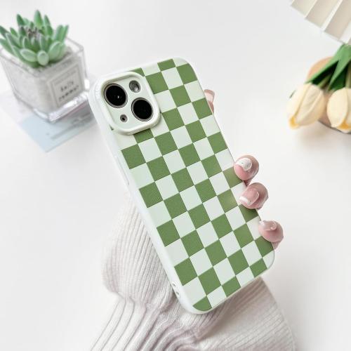 NITITOP Compatible for iPhone 13 Case Cute Checkered - Green