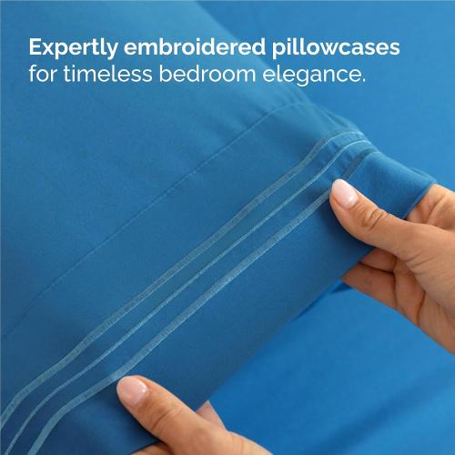 Twin XL Size 3 Piece Sheet Set - Comfy Breathable & Cooling Bed Sheets Set - Hotel Luxury Bedding for Women, Men, Kids, Teens, Boys & Girls - Deep Pockets, Soft, Wrinkle Free - Oeko-Tex - Denim Blue