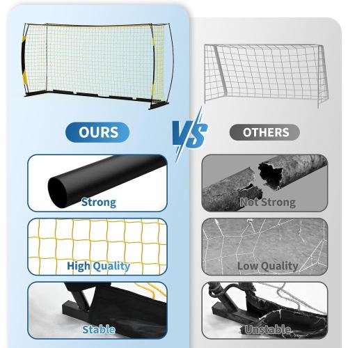 Garvee Soccer Goals for Backyard, 12x6 FT Soccer Net, Soccer Training Equipment Quick Setup, Portable Net Collapsible Metal Base for Indoor Outdoor Use with Carry Bag