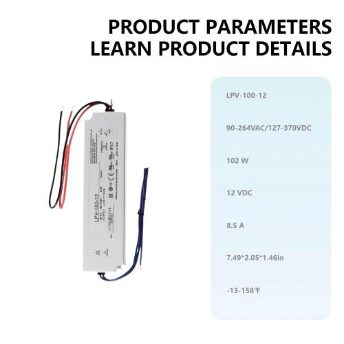 LPV-100-12 12V 8.5A 102W Switching Power Supply, IP67 Waterproof LED Driver for Outdoor Lighting/Industrial Equipment/Advertising Displays