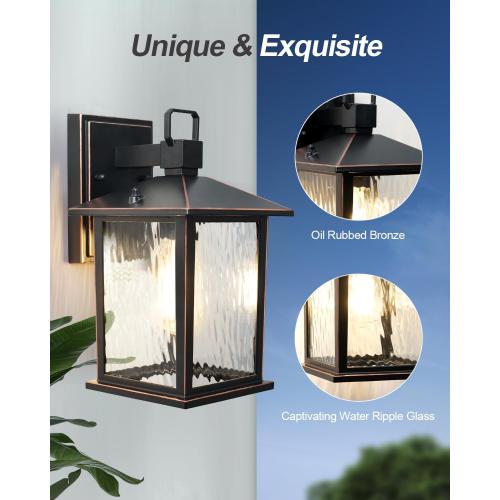 Oil-Rubbed Bronze Outdoor Wall Light, 12'' Porch Light Aluminum