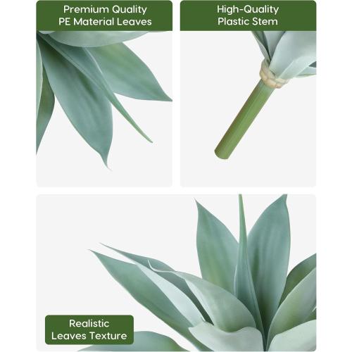 Velener Artificial Outdoor Blue Agave Plant - Small Size UV Resistant Fake Agave Plants for Indoor and Outdoor Decor(14 Inch)-2 Pack