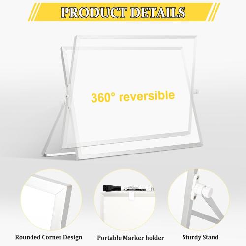 Double-Sided Magnetic White Board with Stand, 16 x 12