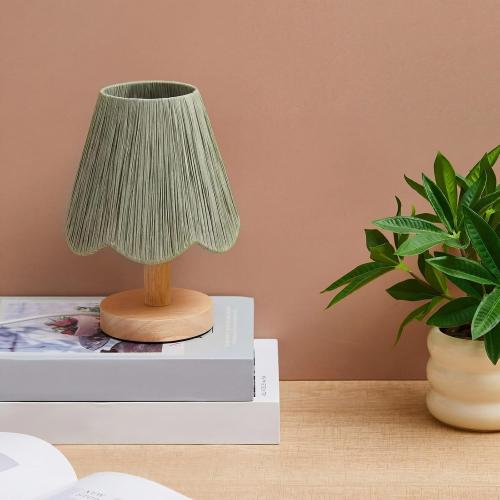 Glooglitter 2 Pcs Small Rattan Lamp Shade Clip on, Raffia, Sage Green