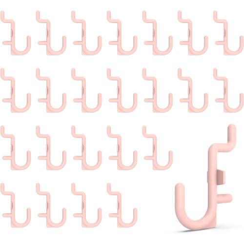 HUHOLE 100PC Pink Plastic Pegboard J Hooks for 1/4 Board