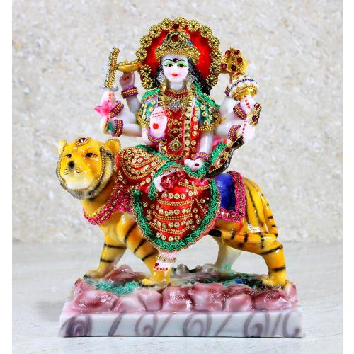 Esplanade Maa Durga MATA Rani Murti Idol Statue Sculpture for Home Mandir - Resin - 10 Inches - Multi