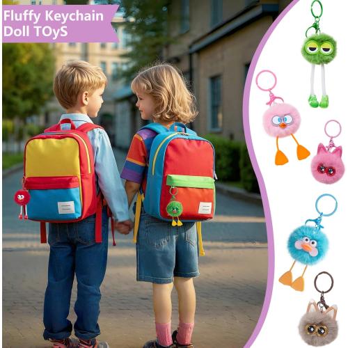 OMyFav 24PCS Party Favors Keychains - Fuzzy keychains Bulk for Kids
